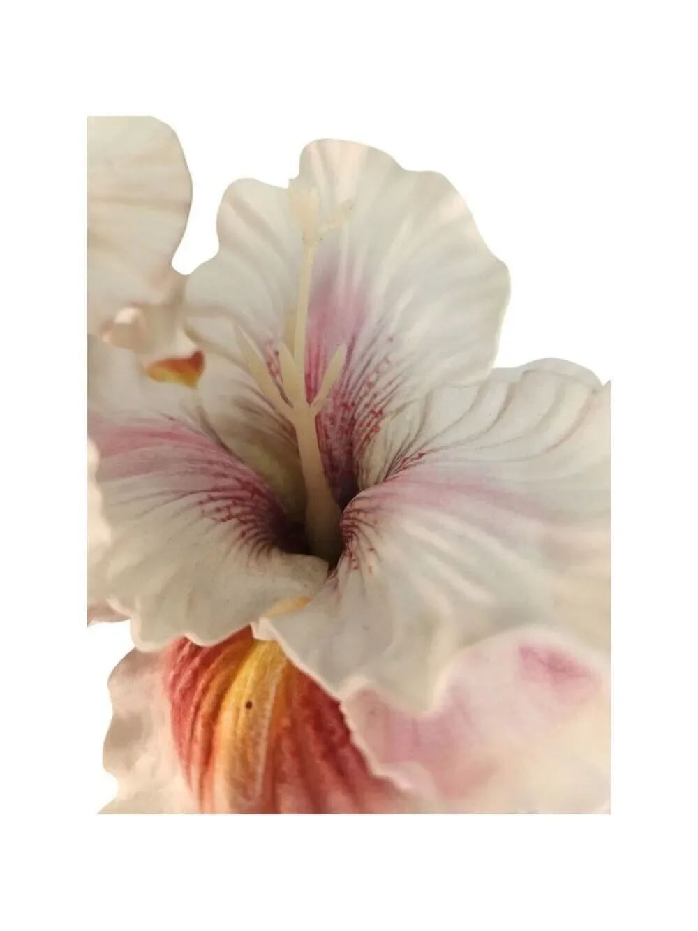 Artificial Iris Flower 33 Inch Tall White Faux Iris Stem Hand Painted Look Flora